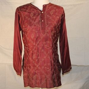 Maroon tunic with gold embroidery, medium